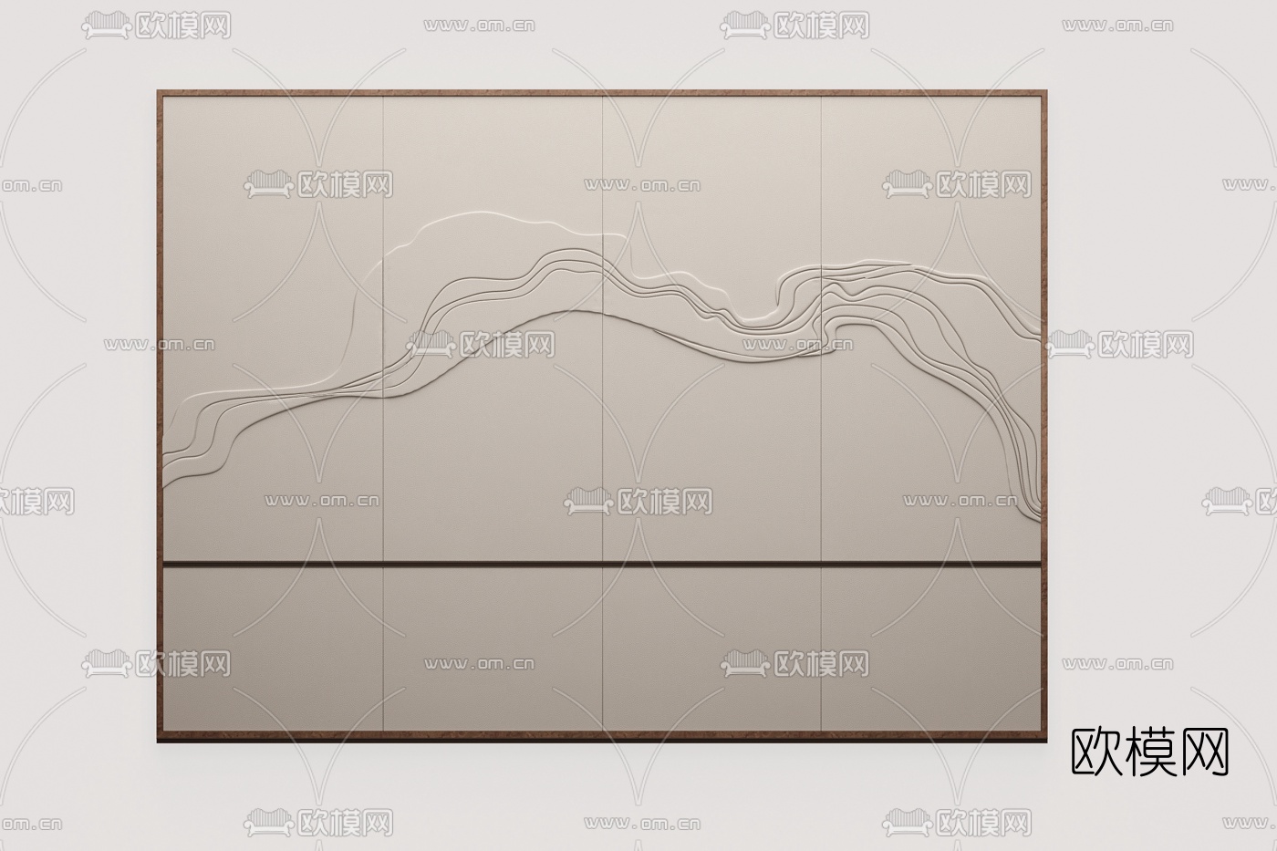 新中式山水纹皮雕3d模型