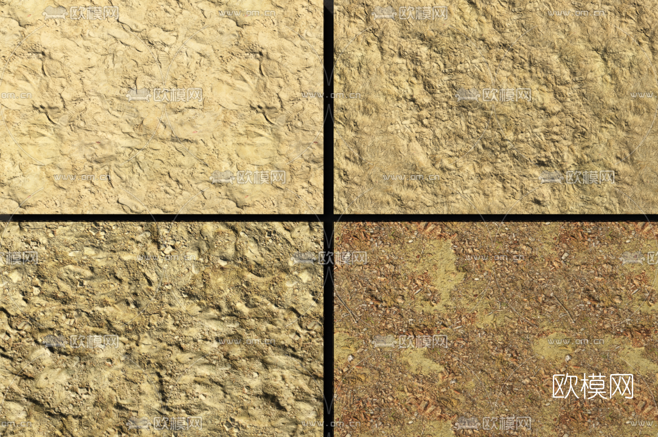 现代户外泥沙地面3d模型下载