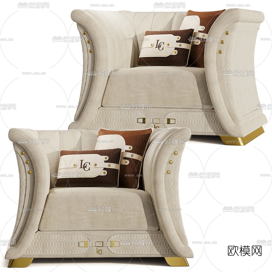 后现代布艺单人沙发3d模型