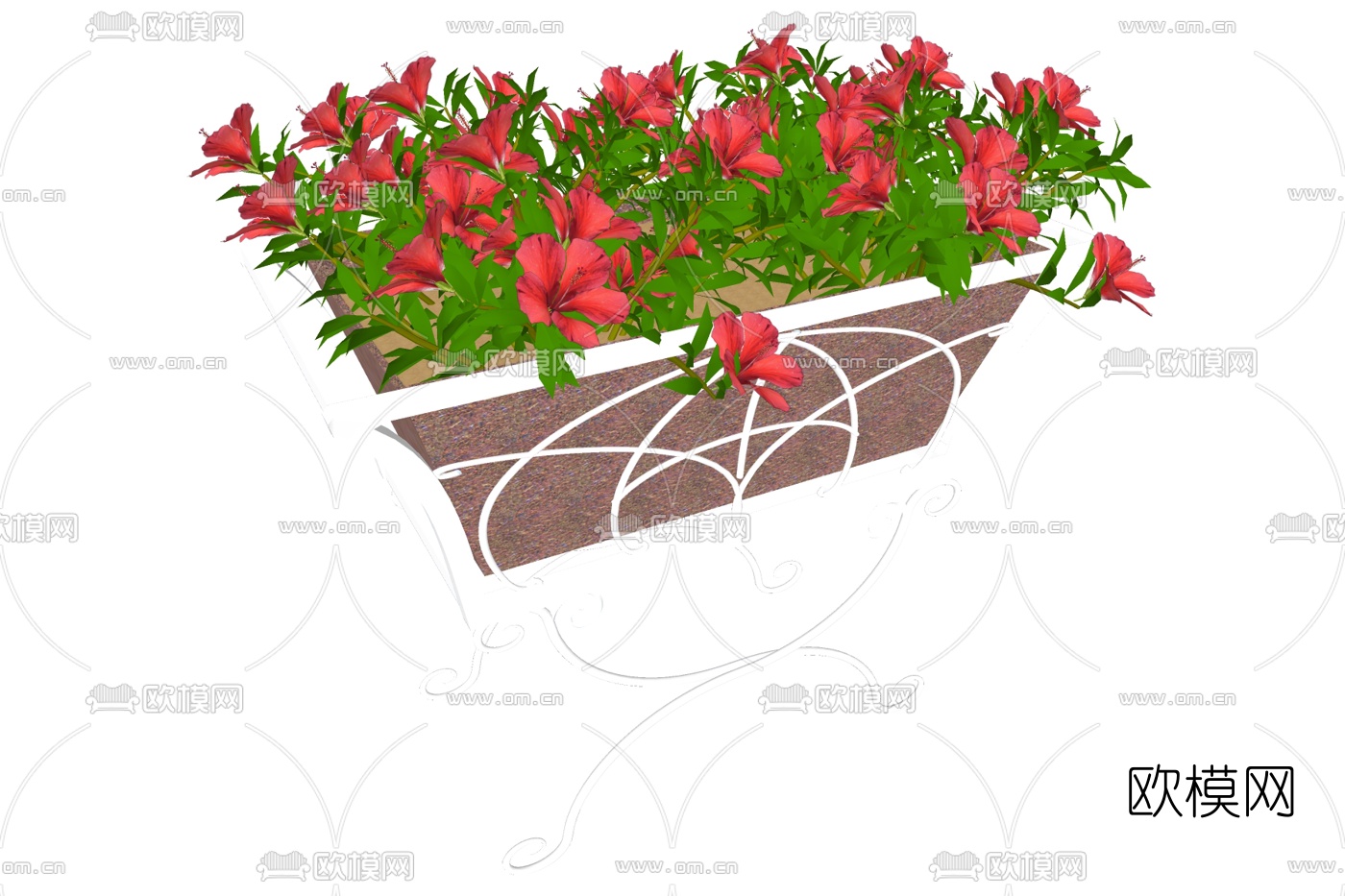 欧式花箱盆栽su模型下载