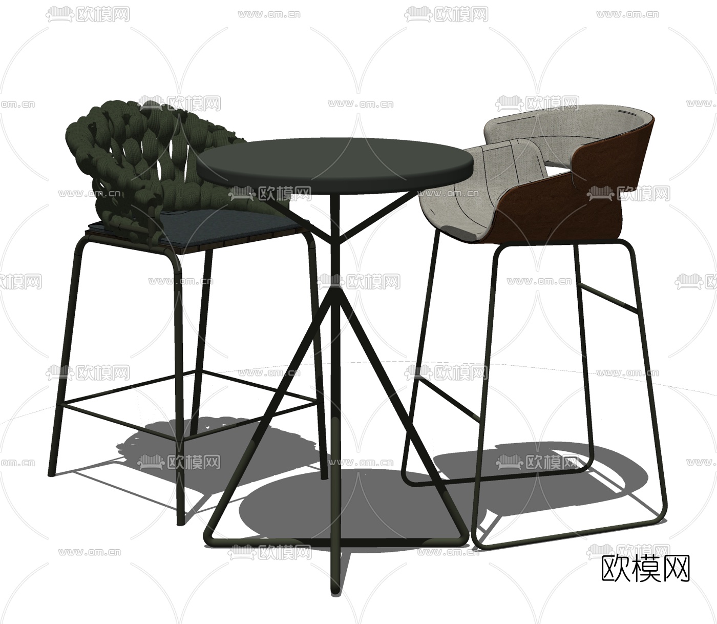现代轻奢吧台桌椅su模型下载（渲染图2）