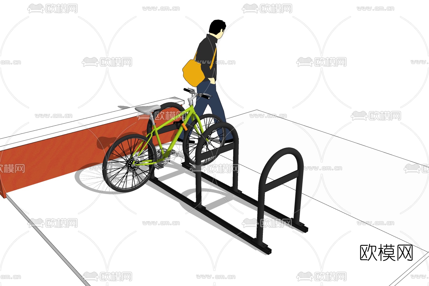 现代单车车架免费su模型下载