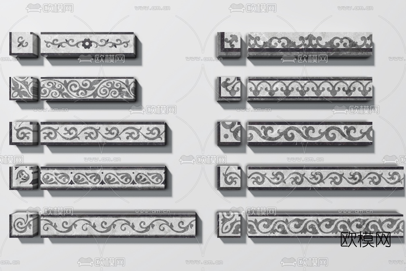 现代大理石腰线边线3d模型