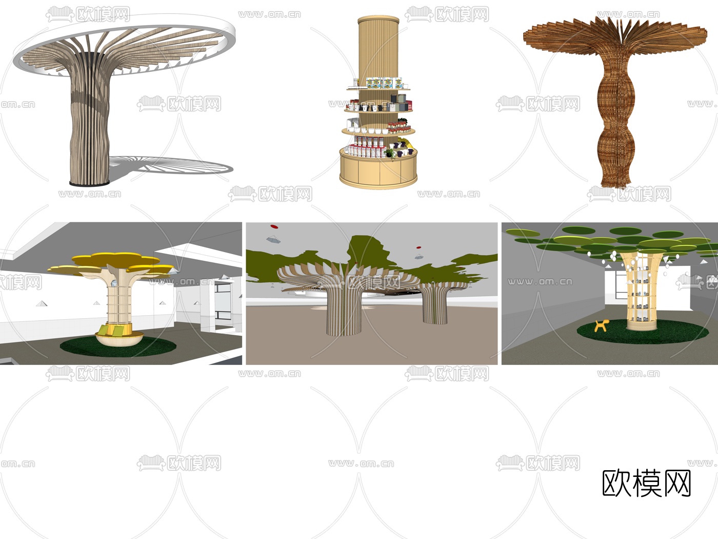 北欧包柱装饰柱子景观小品su模型下载（渲染图2）