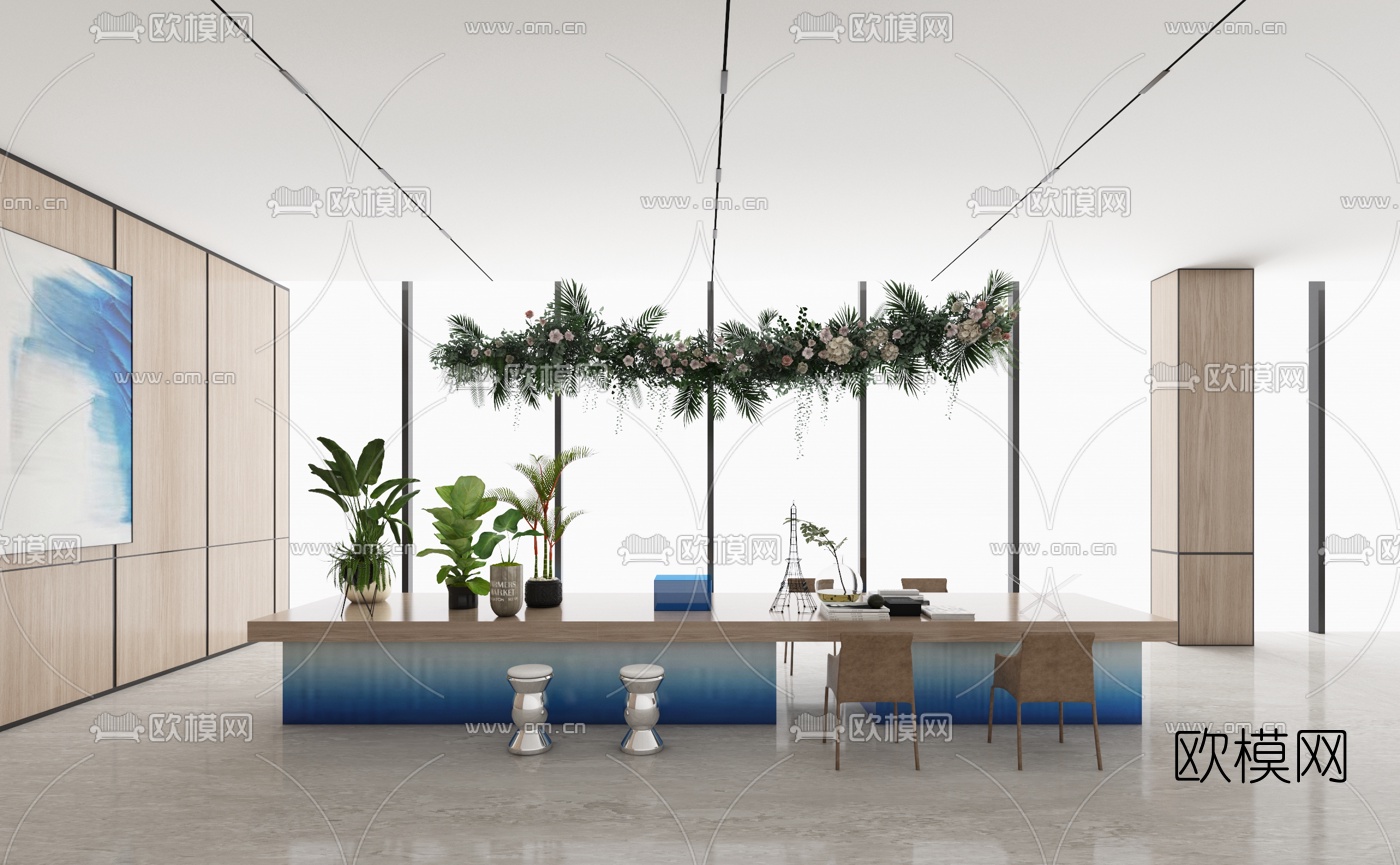 孙文设计 现代售楼处休闲区3d模型下载