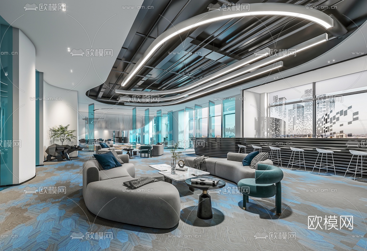 现代瑜伽休息区3d模型