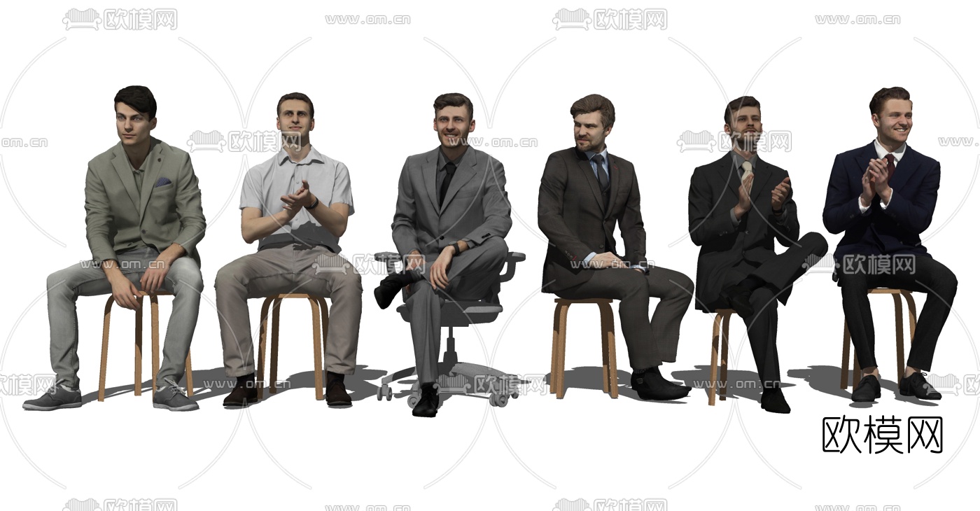 现代职业男性人物su模型下载