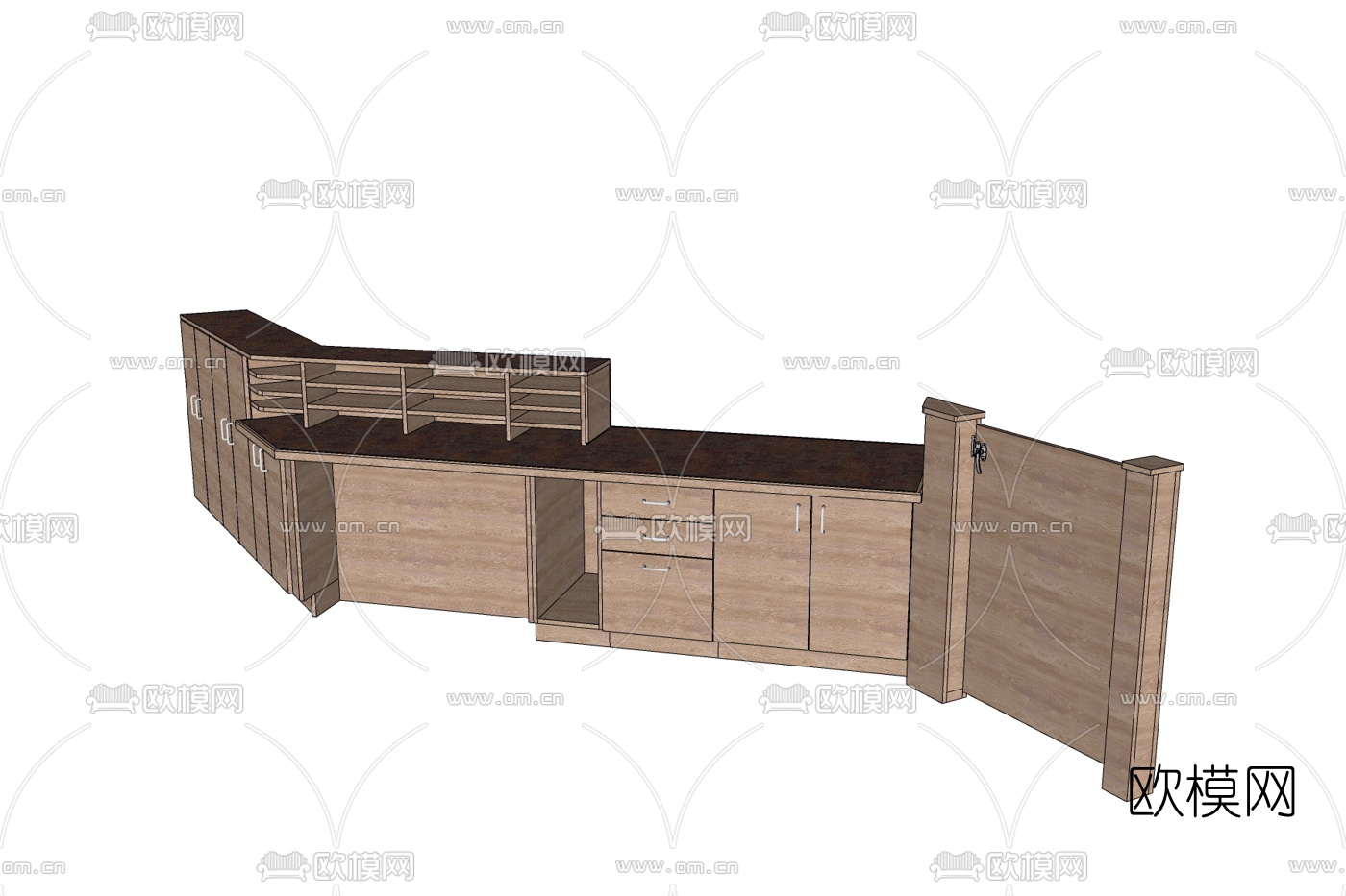 现代前台接待台免费su模型下载