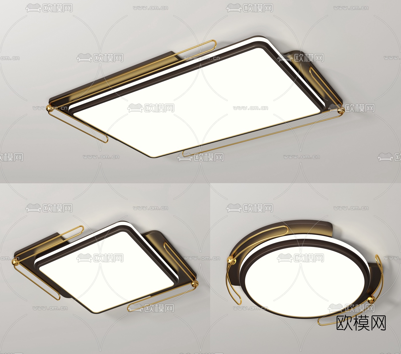 现代轻奢几何吸顶灯3d模型下载