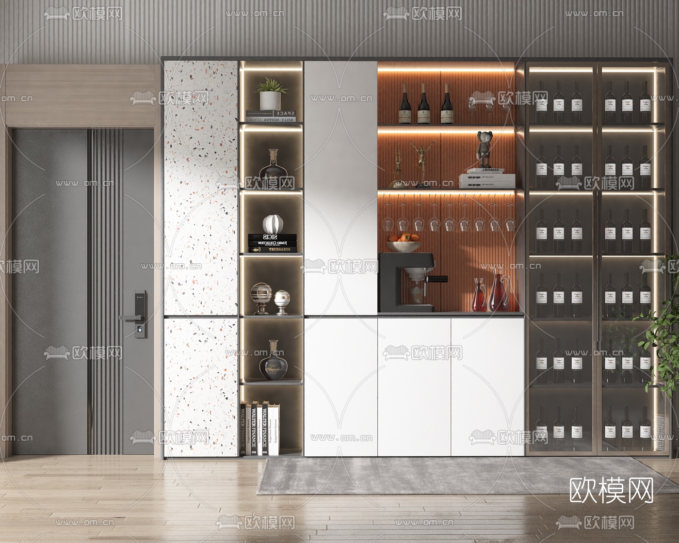 现代多功能酒柜3d模型下载