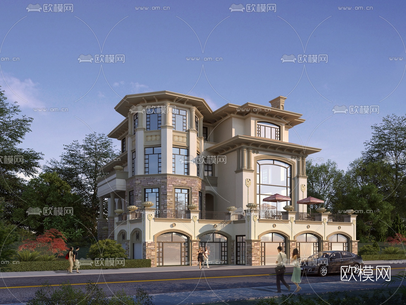 新古典独栋别墅su模型下载（渲染图1）
