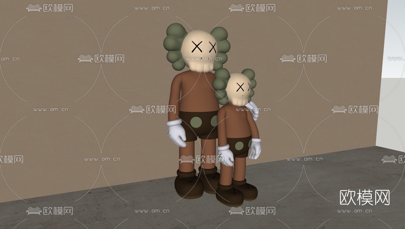 现代Kaws公仔玩具su模型下载
