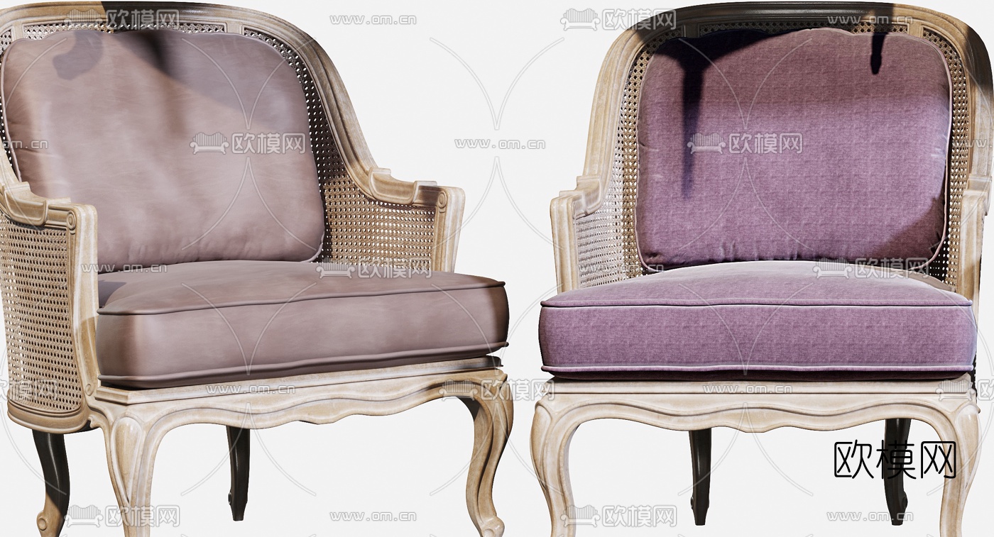 美式布艺休闲椅3d模型下载（渲染图6）
