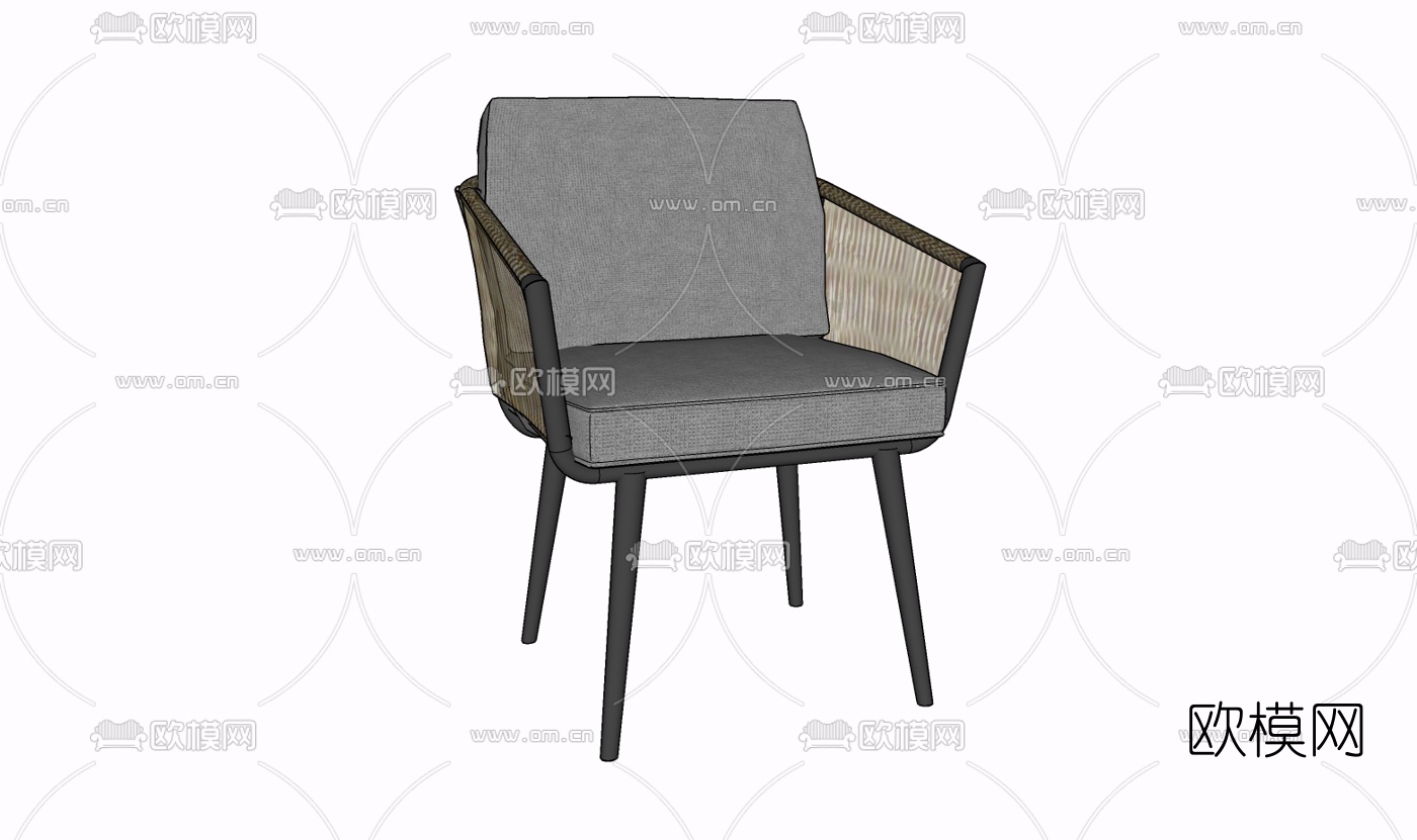 北欧布艺单椅免费su模型下载