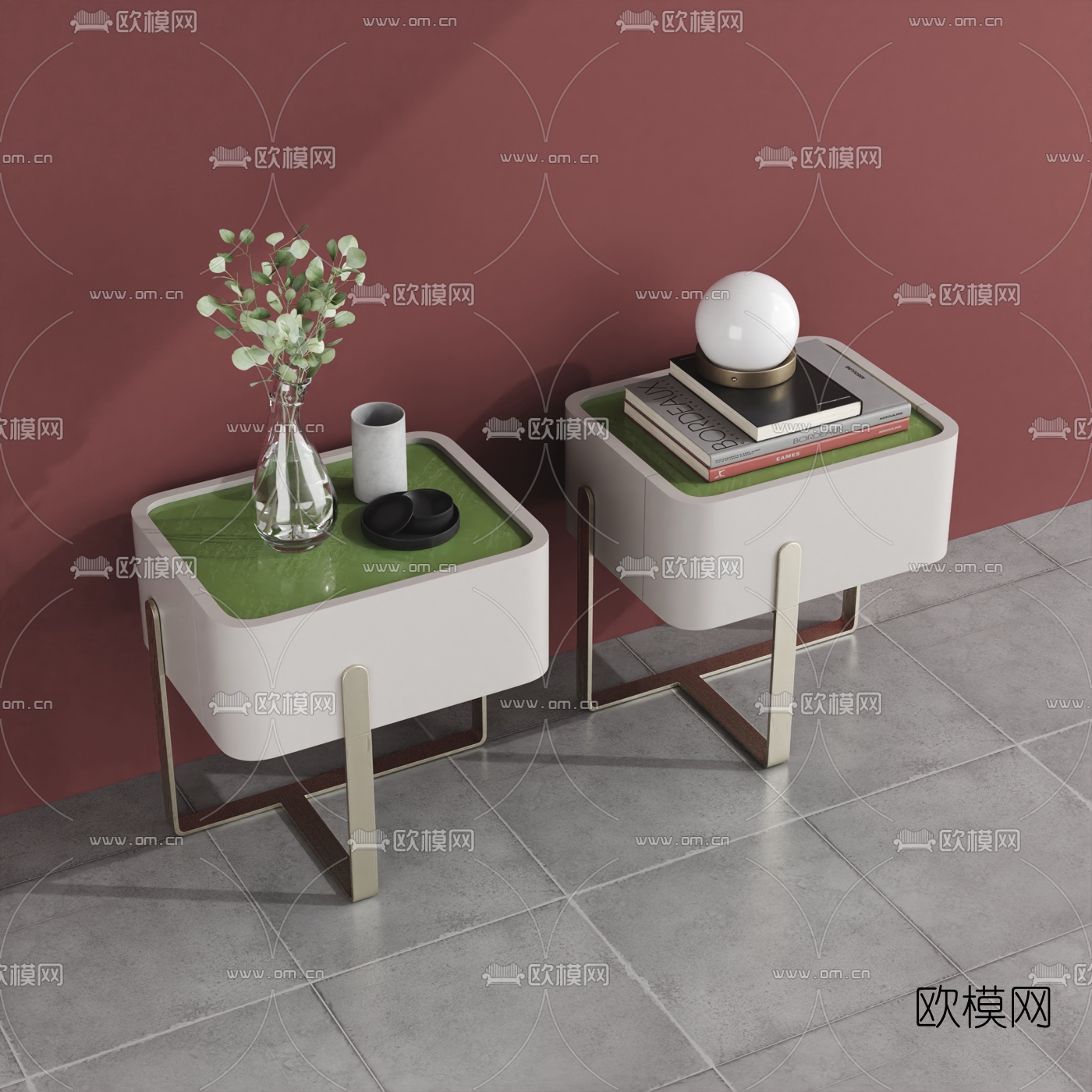 现代轻奢床头柜3d模型下载（渲染图2）