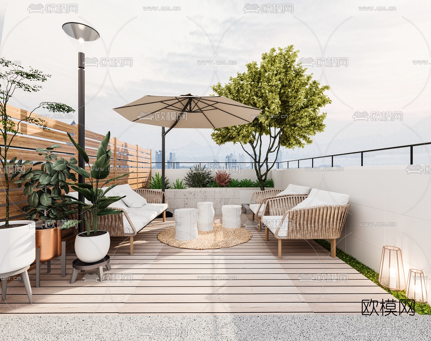 现代阳台露台3d模型下载