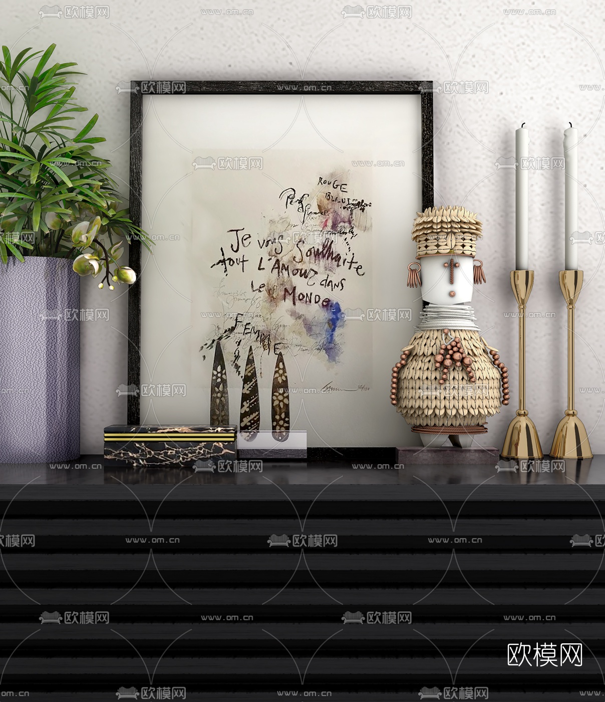 Studio Gild设计 现代印第安图腾小人摆件3d模型