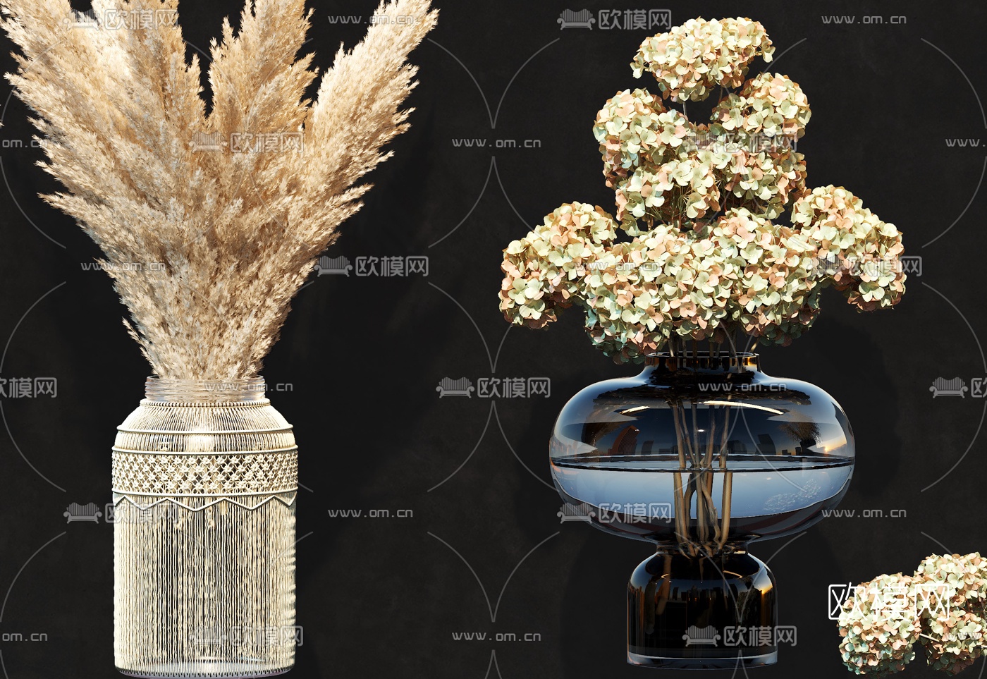 现代干花花瓶插花3d模型
