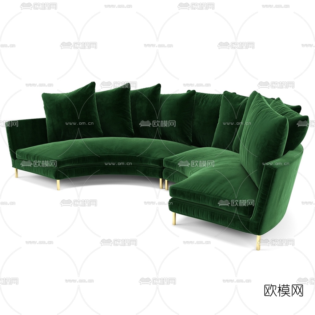 现代布艺弧形多人沙发3d模型-免费3dmax模型库-欧模网
