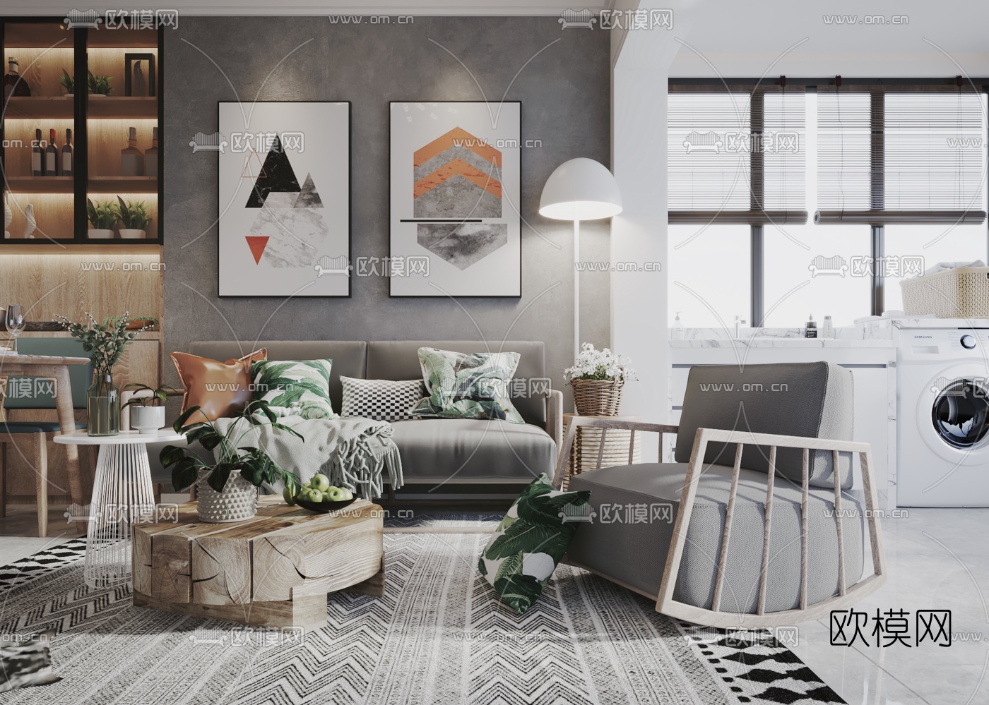 北欧公寓客厅餐厅3d模型下载（渲染图7）