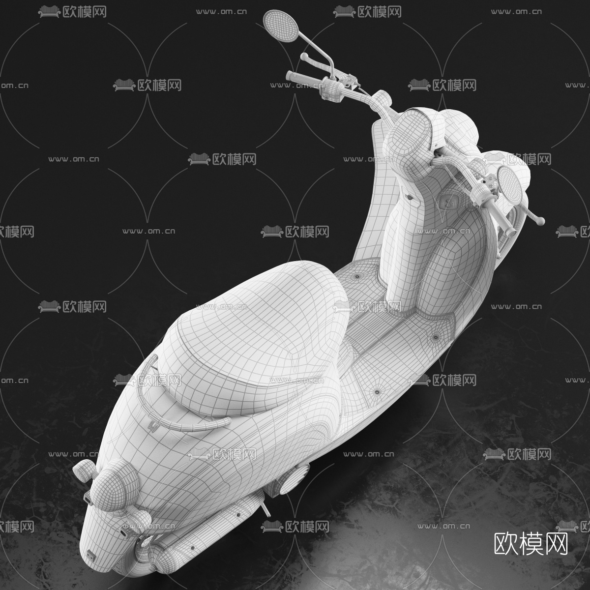 现代踏板车摩托车3d模型下载（渲染图6）