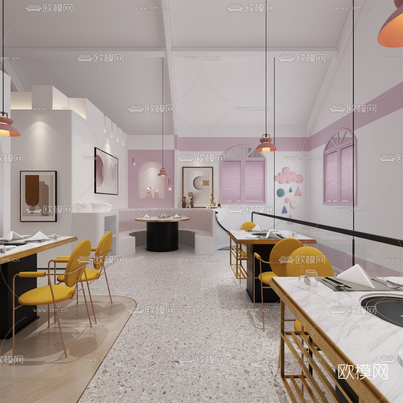 北欧火锅店免费3d模型下载（渲染图3）