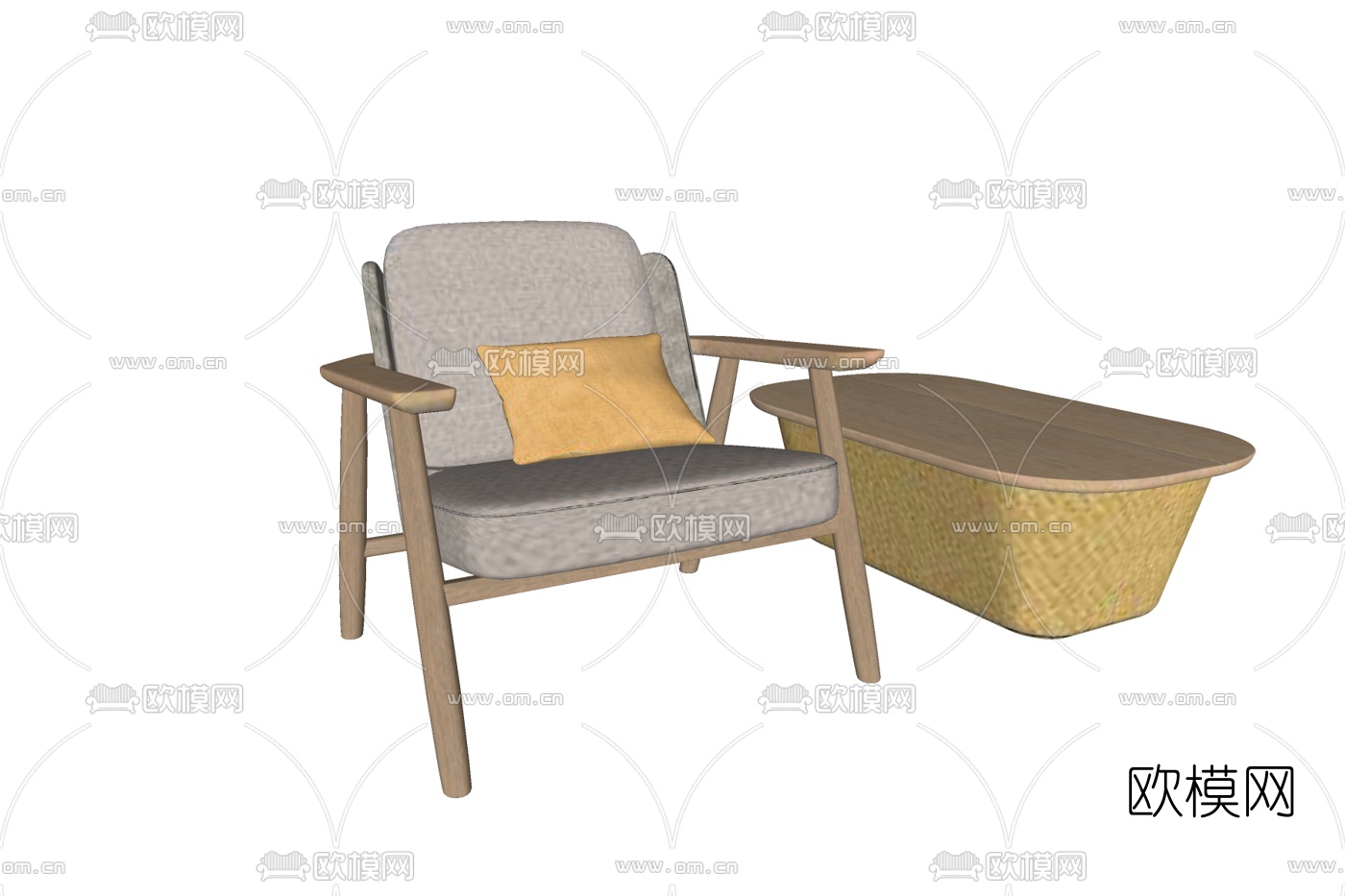现代布艺休闲椅su模型下载