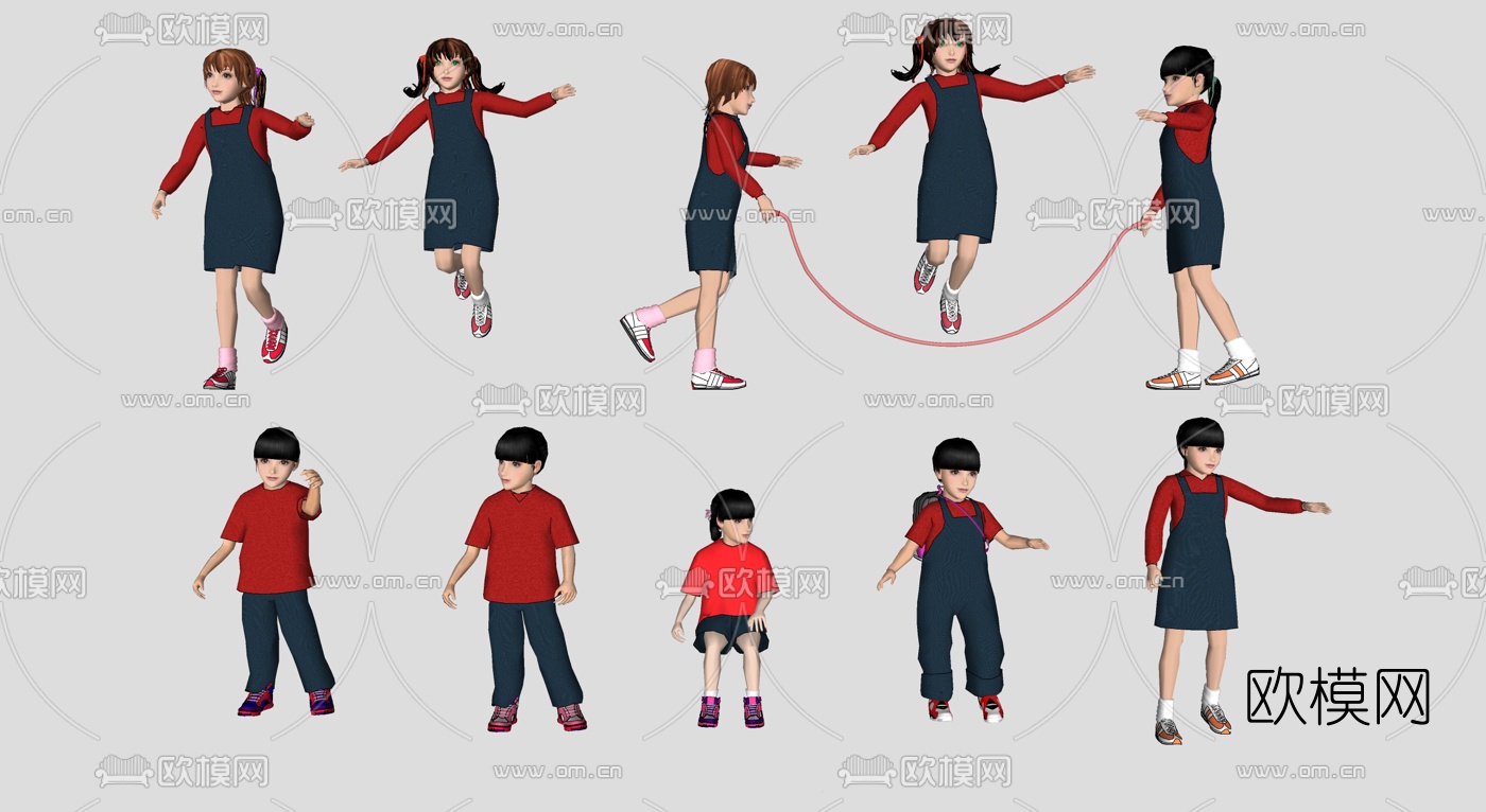 现代儿童小孩小学生su模型下载