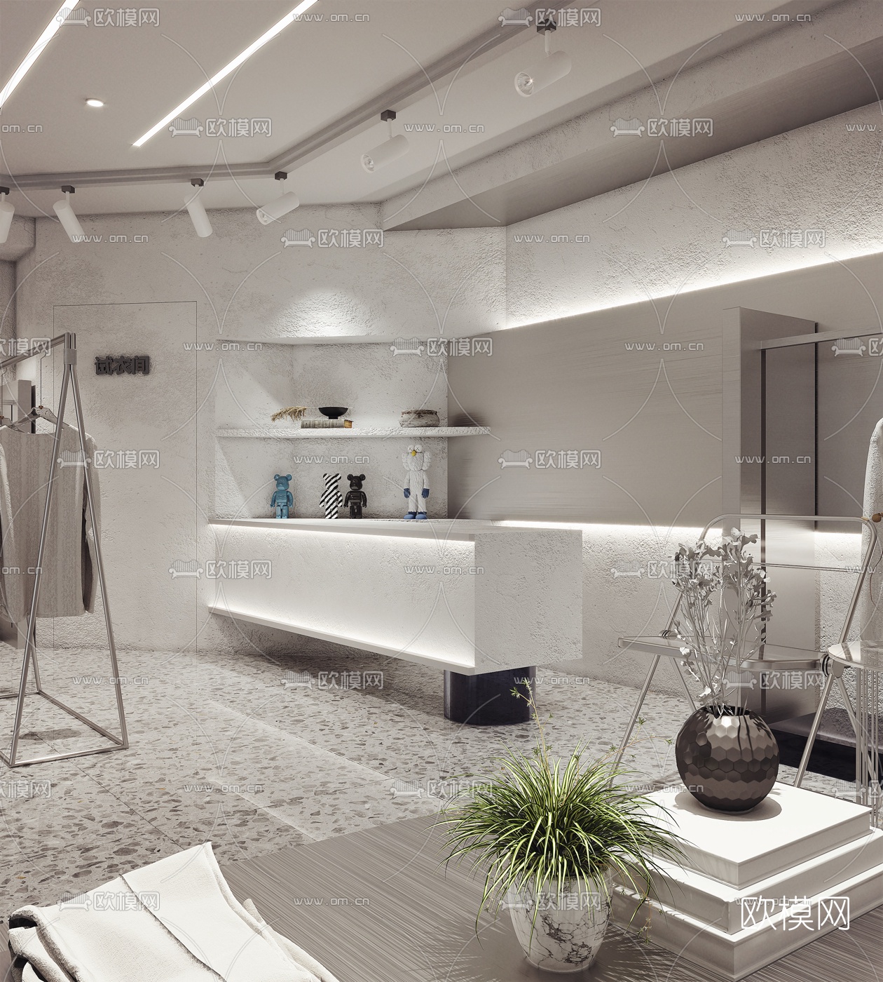 现代潮牌男装服装店3d模型下载（渲染图2）