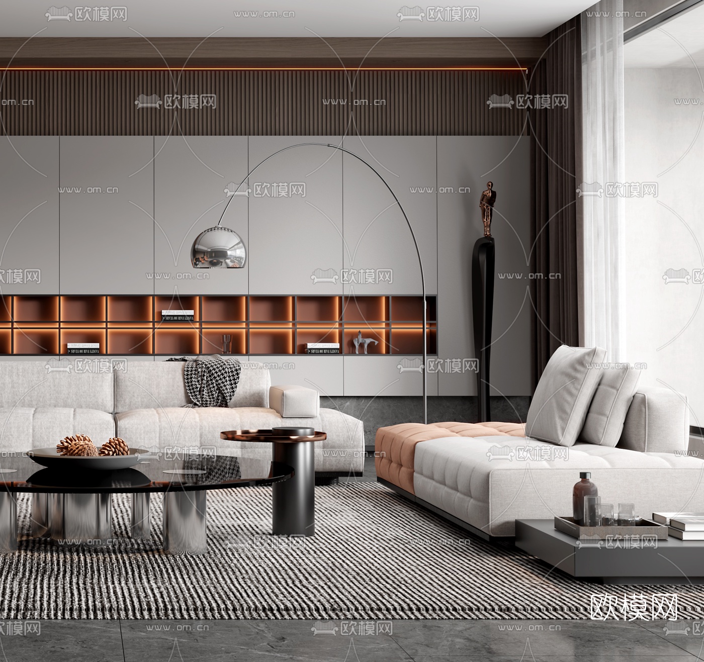 现代布艺沙发组合3d模型