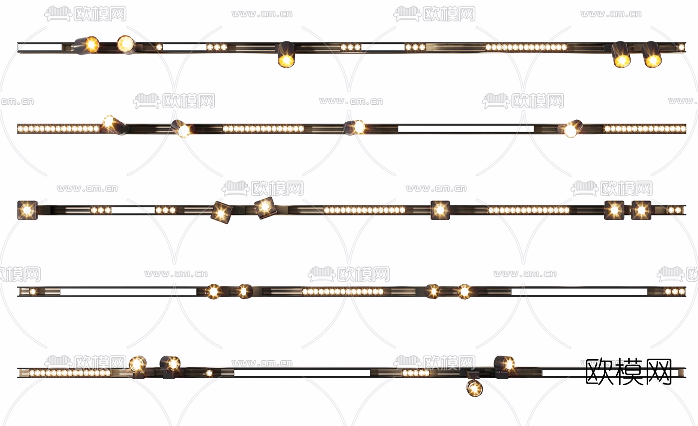 现代轨道磁吸射灯3d模型下载