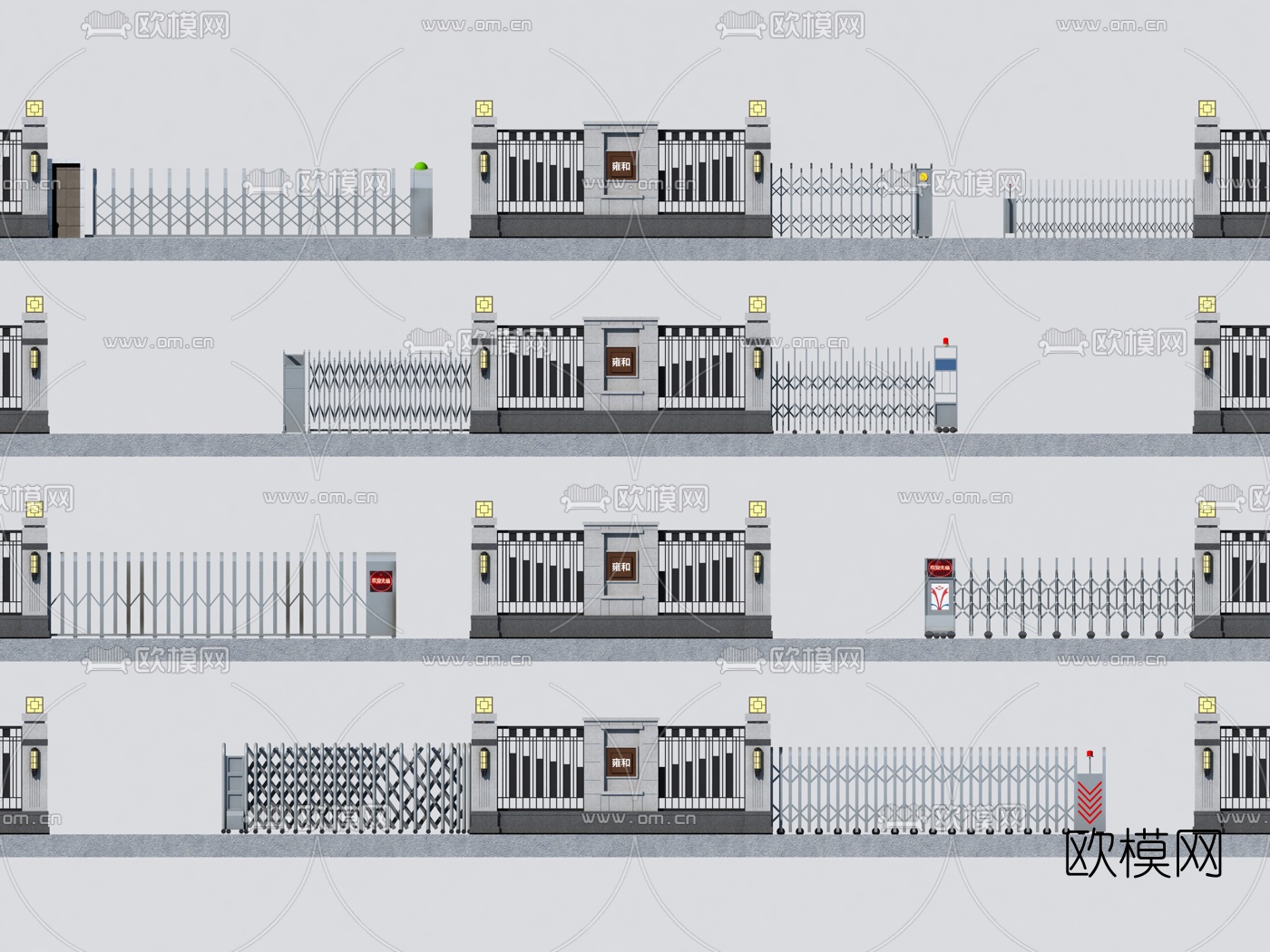 现代电动门伸缩门3d模型下载