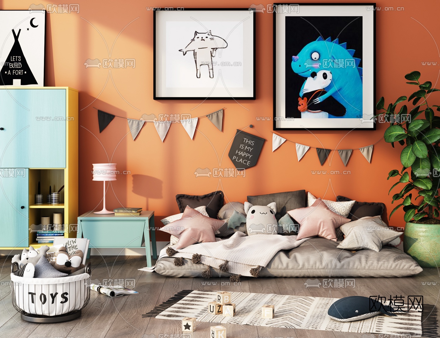 北欧儿童柜玩具用品3d模型下载