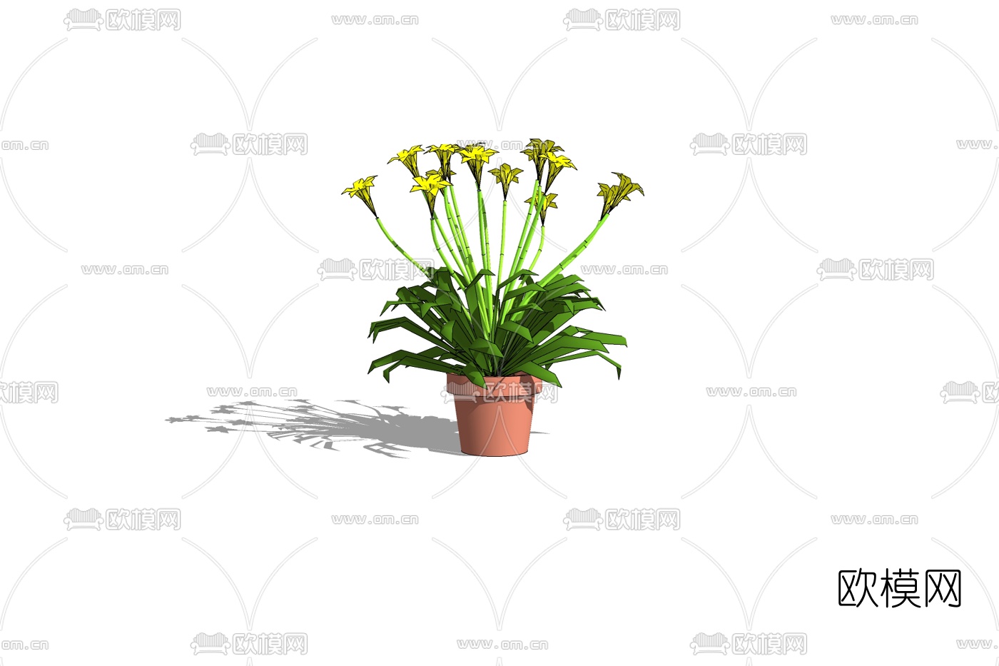 现代花卉盆栽免费su模型
