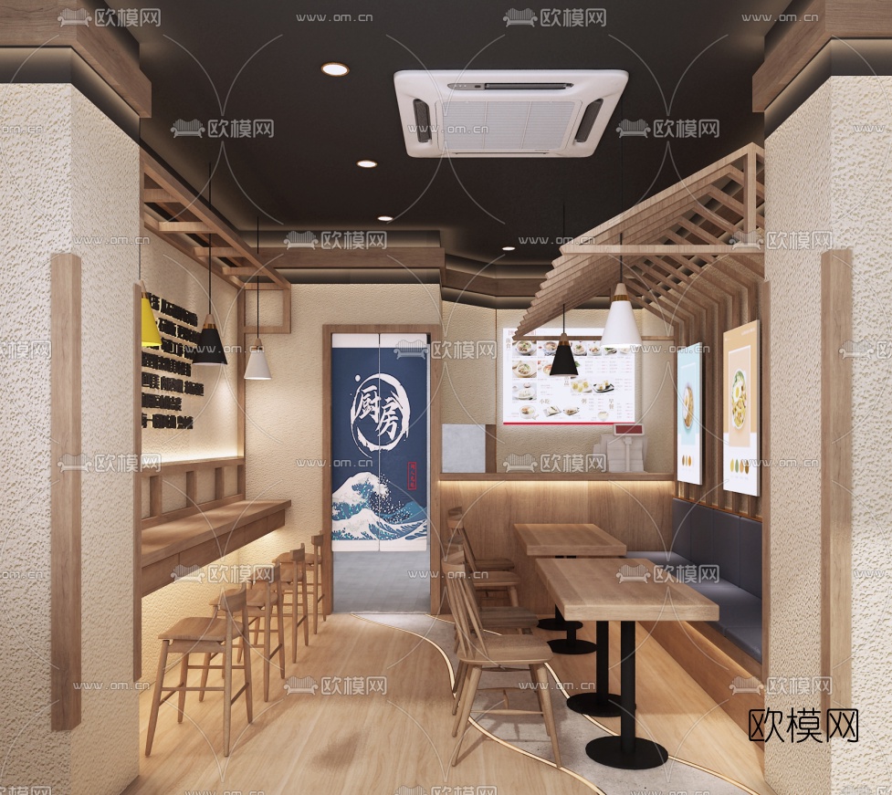 现代传统面馆免费3d模型下载（渲染图4）