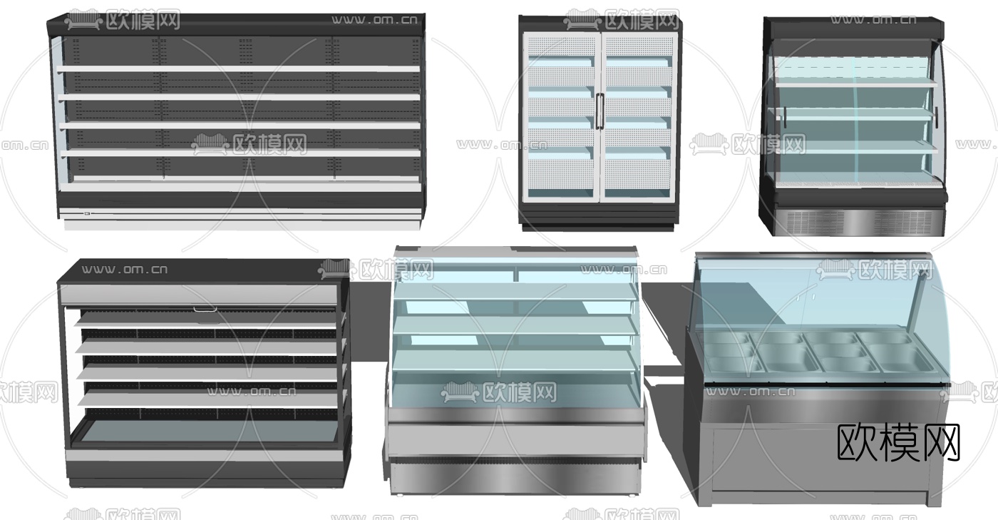 现代保鲜冷藏柜su模型下载（渲染图2）