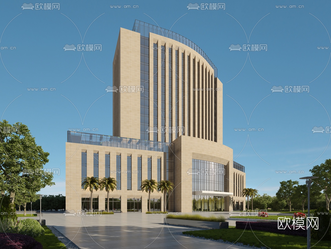 现代办公楼外观3d模型