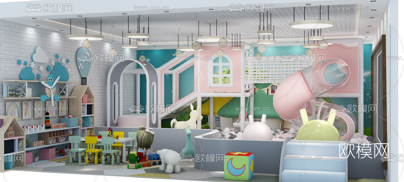 现代儿童游乐场免费3d模型下载