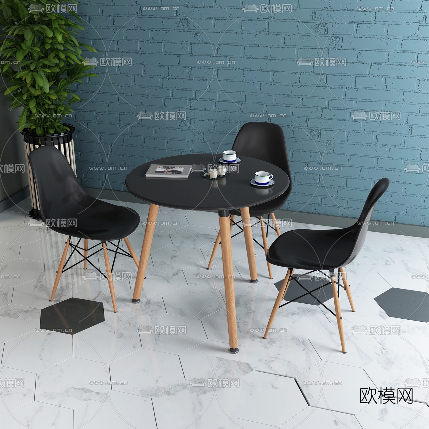 北欧休闲桌椅咖啡桌3d模型