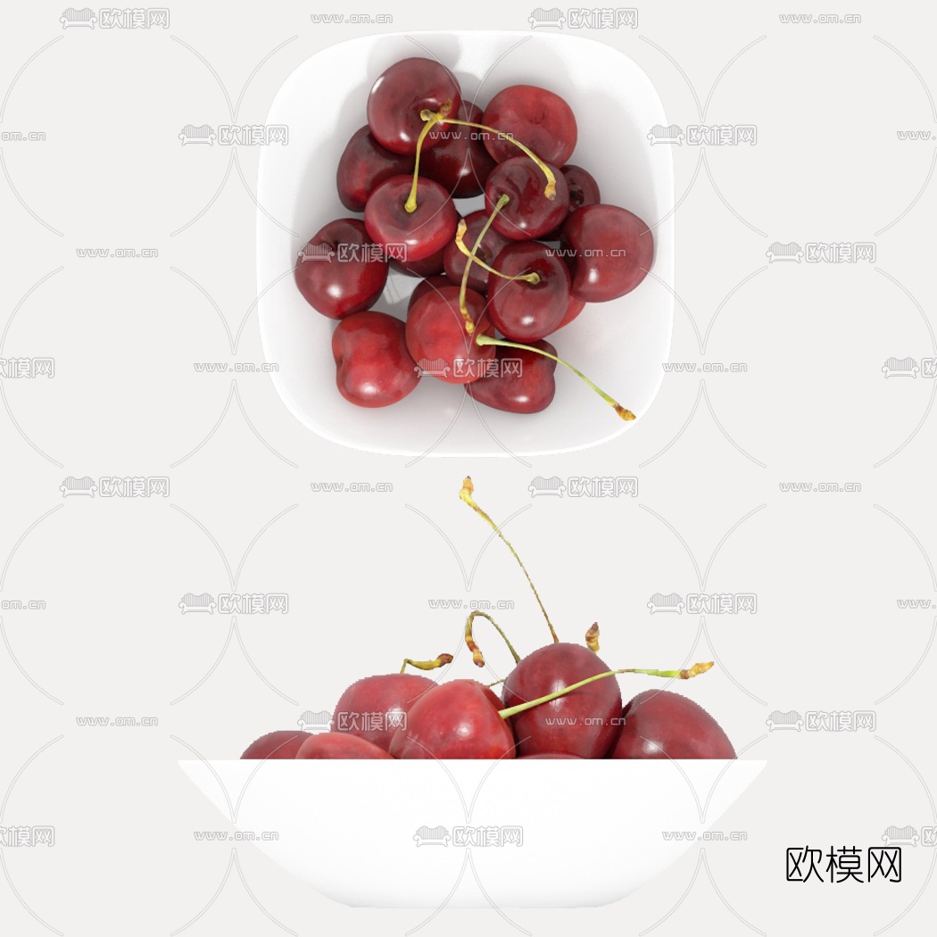现代水果樱桃果盘3d模型