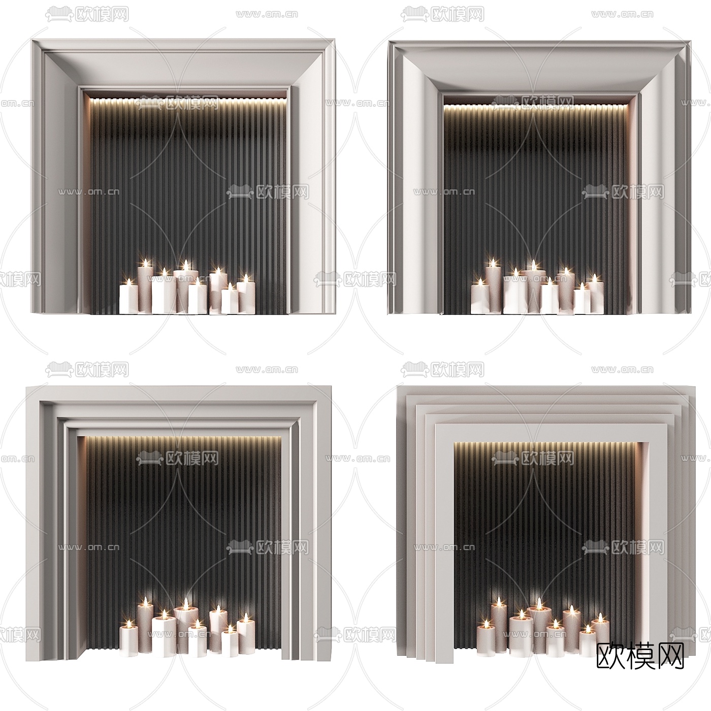 现代壁炉蜡烛3d模型下载