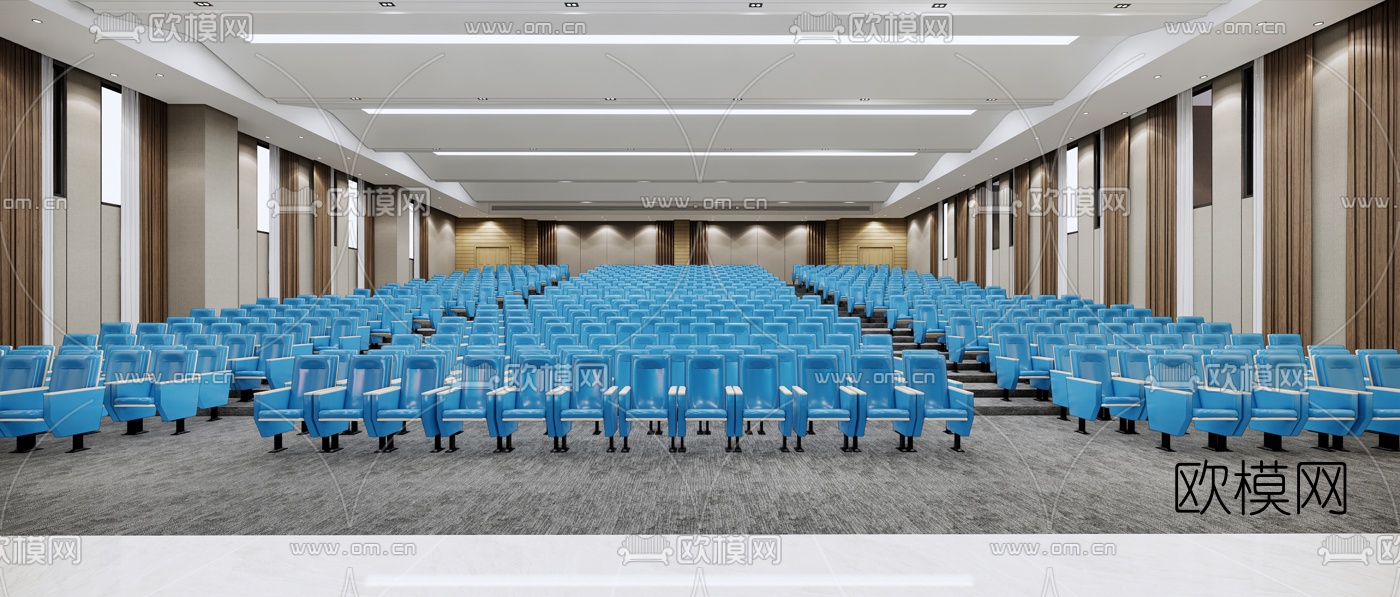 现代多媒体报告厅会议室su模型下载（渲染图2）