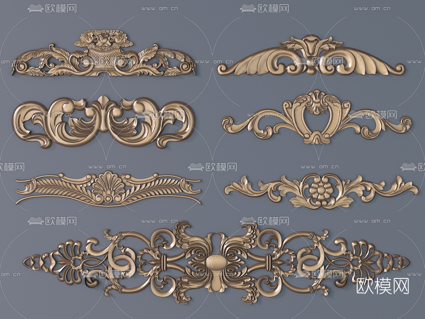 欧式古铜雕刻雕花3d模型下载