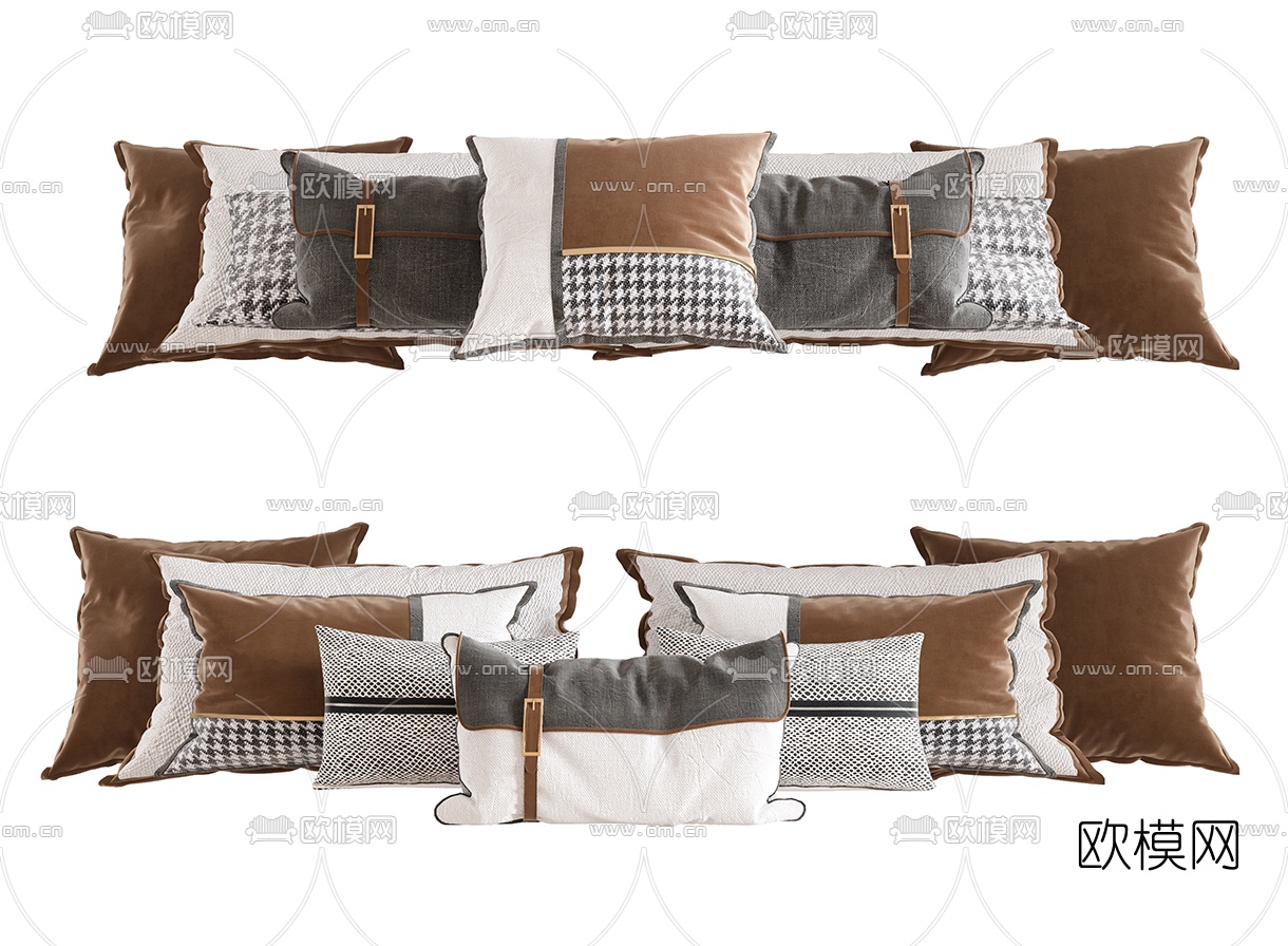 现代布艺抱枕3d模型下载