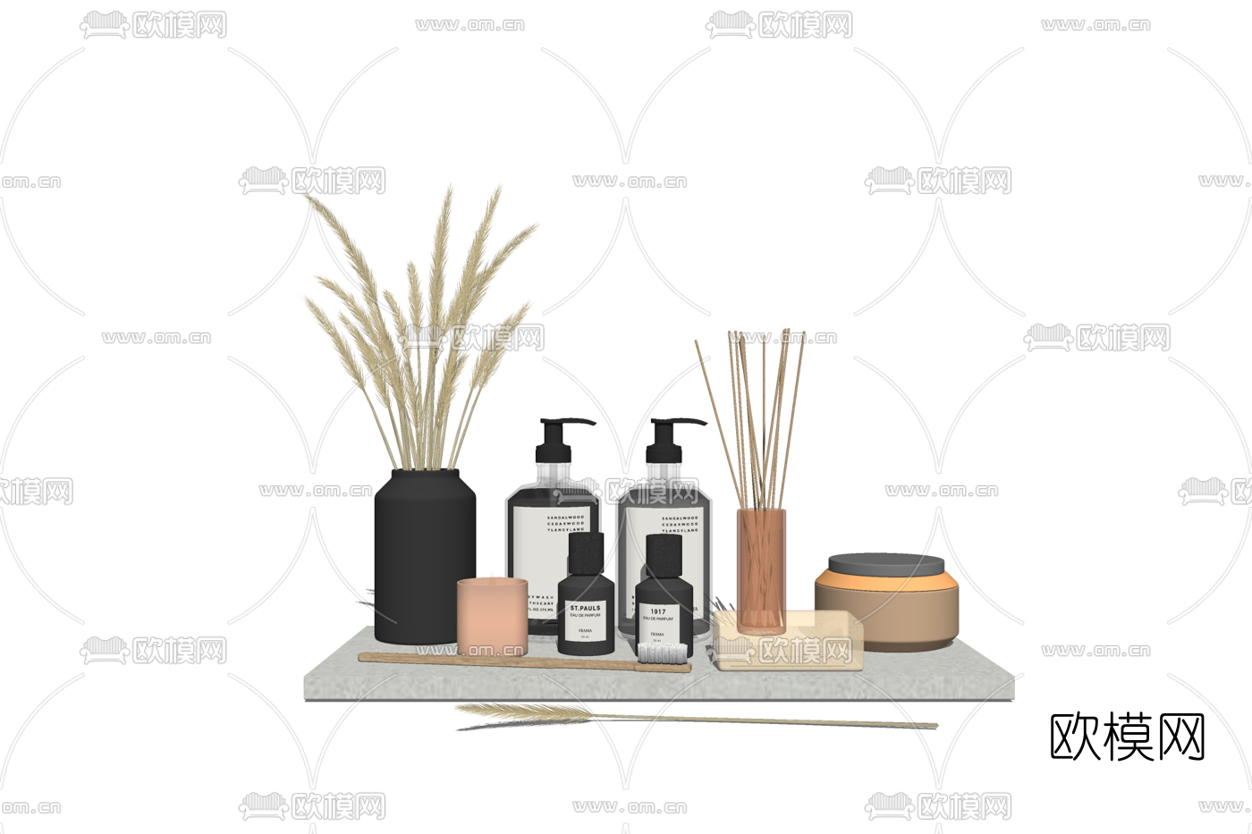 现代卫浴用品su模型下载