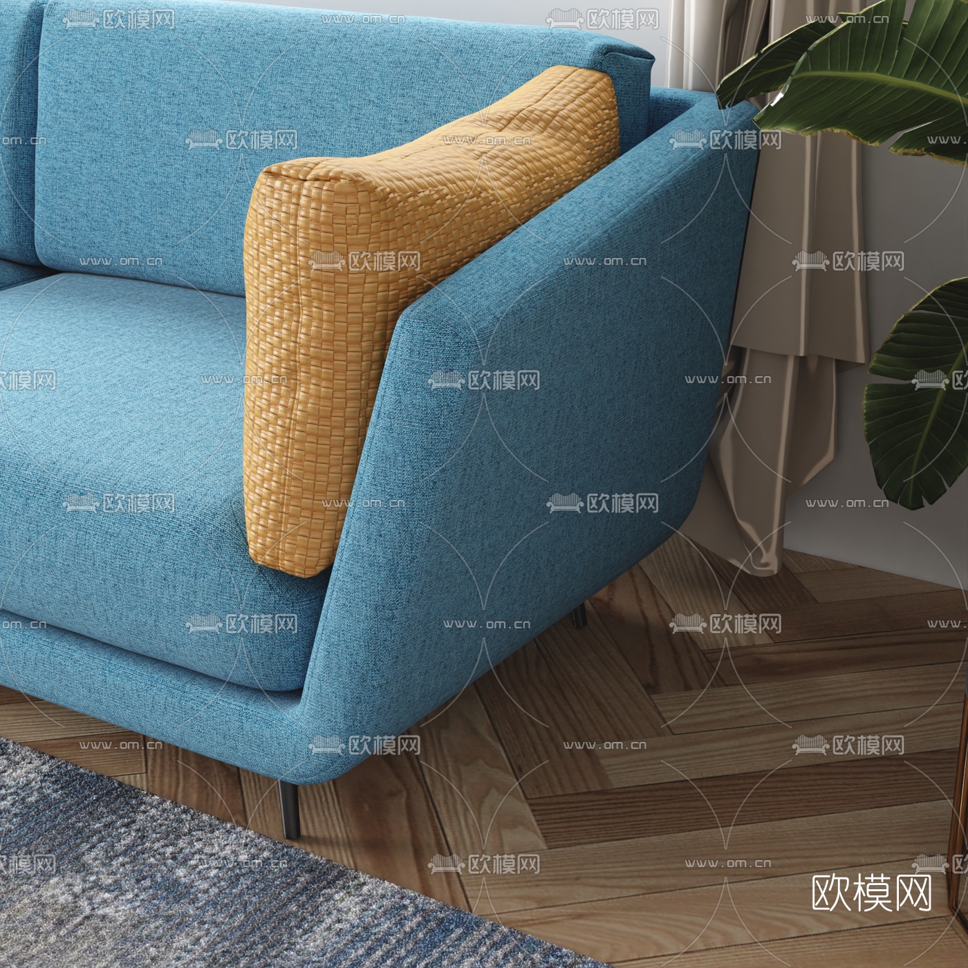 北欧布艺双人沙发3d模型