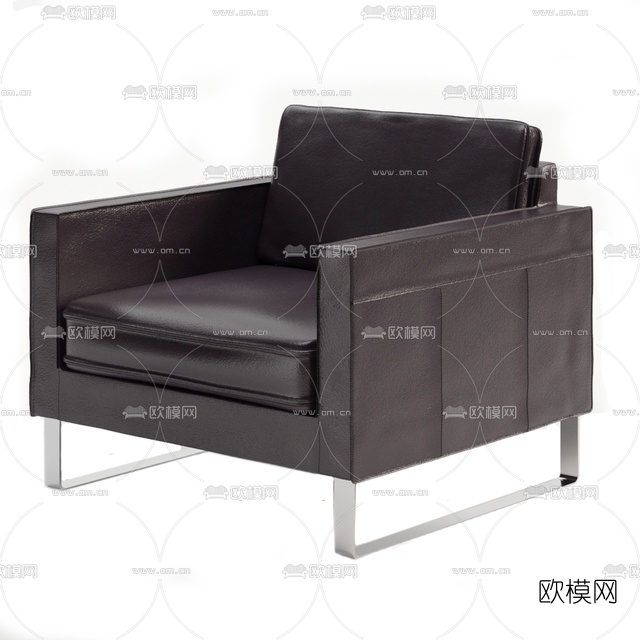 现代皮革休闲沙发免费3d模型下载