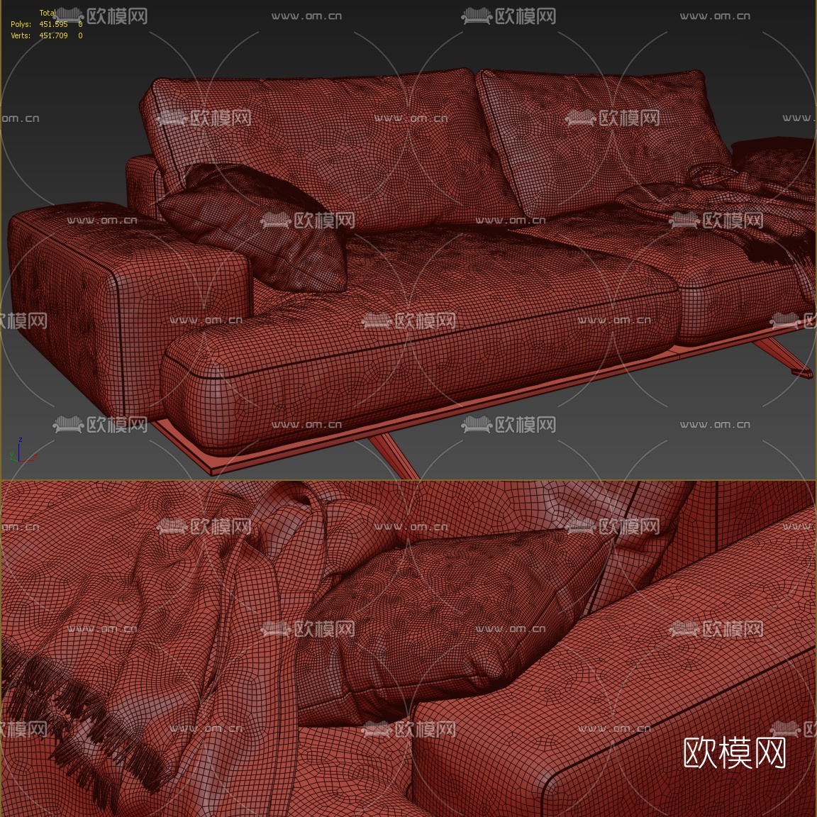 现代布艺双人沙发3d模型