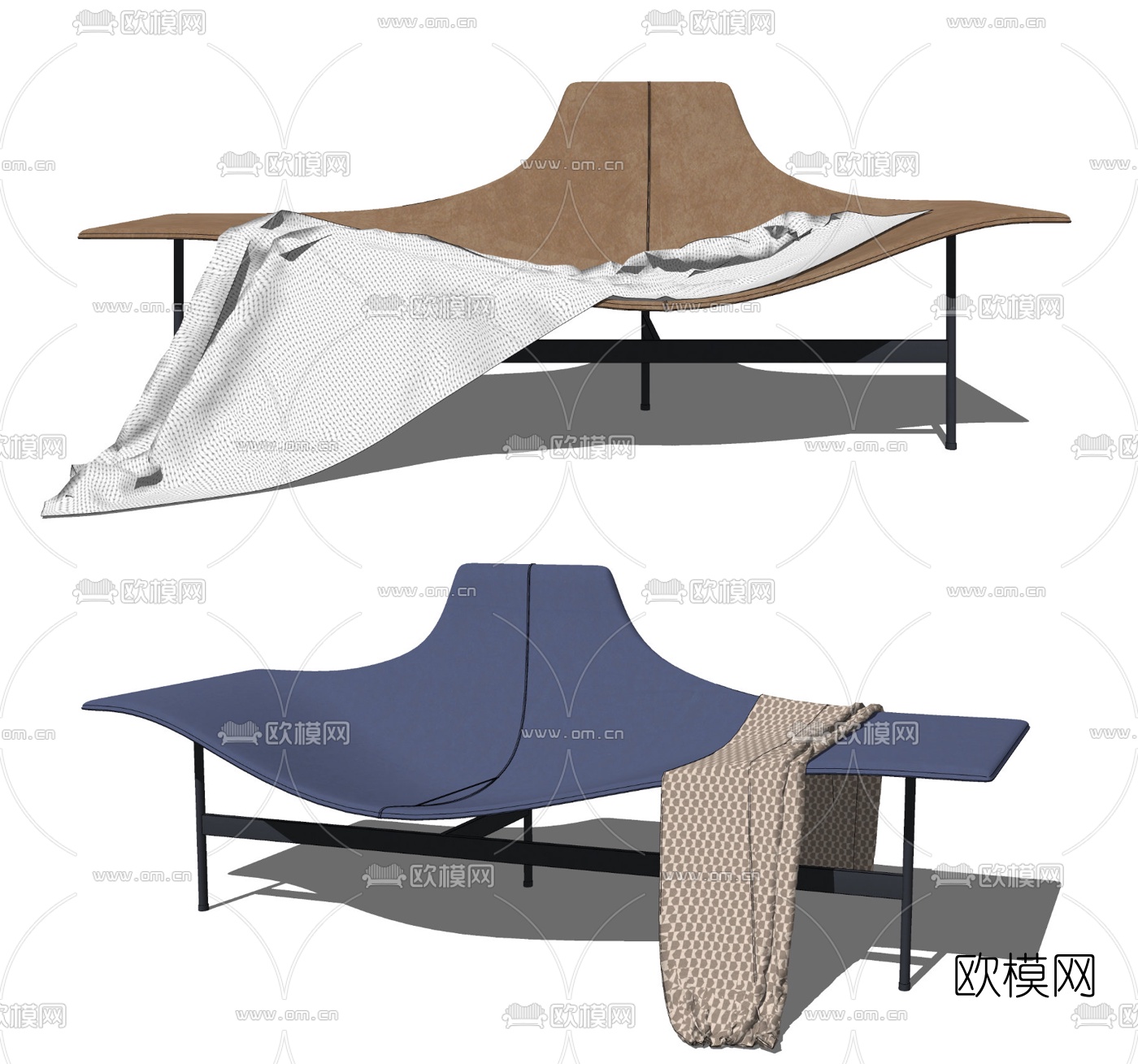 现代异形躺椅贵妃椅su模型下载（渲染图2）