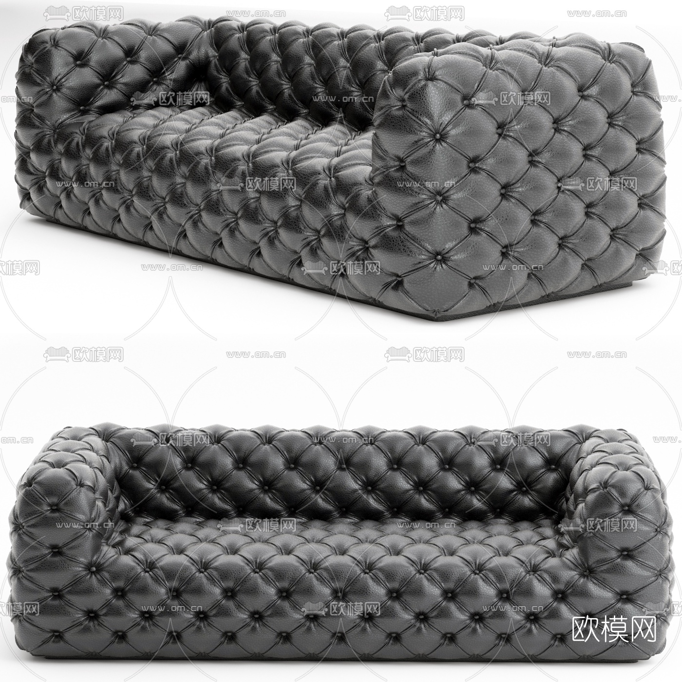 简欧皮革多人沙发3d模型下载